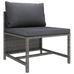 vidaXL Middenbank sectioneel met kussens poly rattan grijs, Verzenden, Nieuw, Rotan