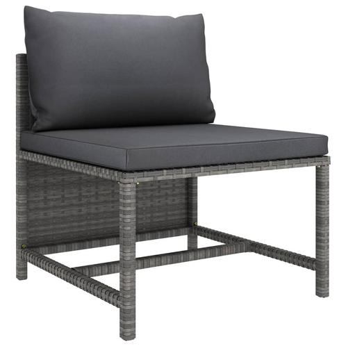 vidaXL Middenbank sectioneel met kussens poly rattan grijs, Tuin en Terras, Tuinsets en Loungesets, Nieuw, Rotan, Verzenden