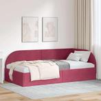 vidaXL Hoekbedframe met hoofdeinde Wijnrood 100 x 200 cm, Verzenden, Nieuw, Rood, Stof