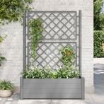 vidaXL Plantenbak met latwerk 100x43x142 cm PP-steen grijs, Kunststof, 100 cm of meer, Verzenden, Nieuw