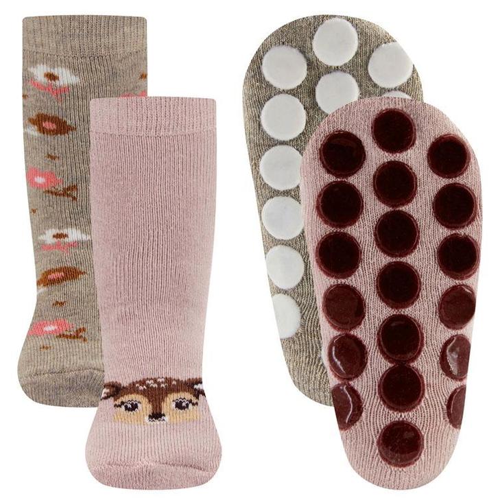 Antislipsokken Ewers Kindermaat - DUOPACK - Roze & Beige met, Kinderen en Baby's, Babykleding | Schoentjes en Sokjes, Meisje, Nieuw