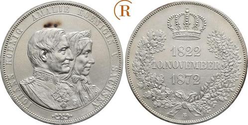 Doppeltaler, daalder auf die goudene Hochzeit 1872 B Sach..., Postzegels en Munten, Munten | Europa | Niet-Euromunten, Verzenden