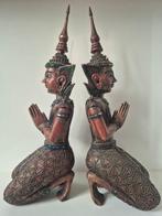 Grote houten Tempelwachters 63cm!! - Hout - Thailand - Eind, Antiek en Kunst