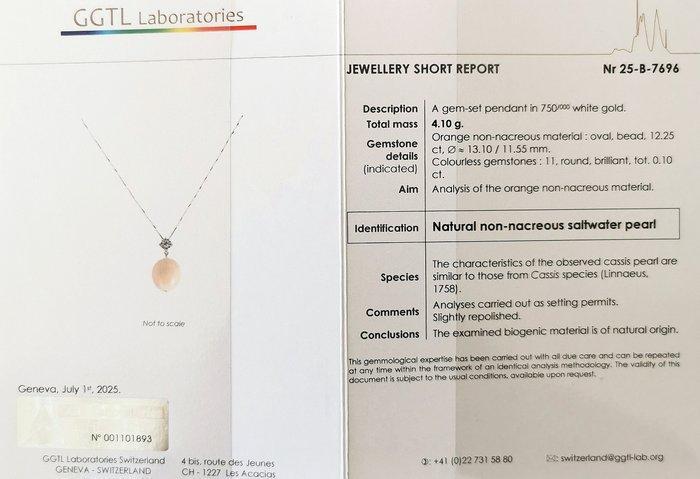 Halsketting - 18 karaat Witgoud Parel - Diamant -, Sieraden, Tassen en Uiterlijk, Kettingen