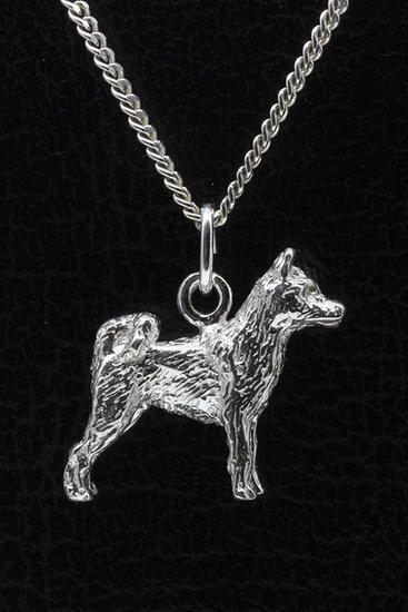Zilveren Siberian husky staart op rug ketting hanger - groot, Sieraden, Tassen en Uiterlijk, Kettinghangers, Verzenden