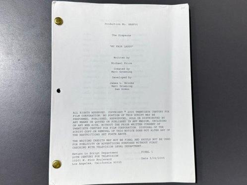 The Simpsons - 1 Origineel gebruikt productiescript -, Cd's en Dvd's, Dvd's | Tekenfilms en Animatie