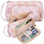 Maaleo Grote School Etui - Roze - Twee Vakken - Ruime Org..., Sieraden, Tassen en Uiterlijk, Tassen | Rugtassen, Ophalen of Verzenden
