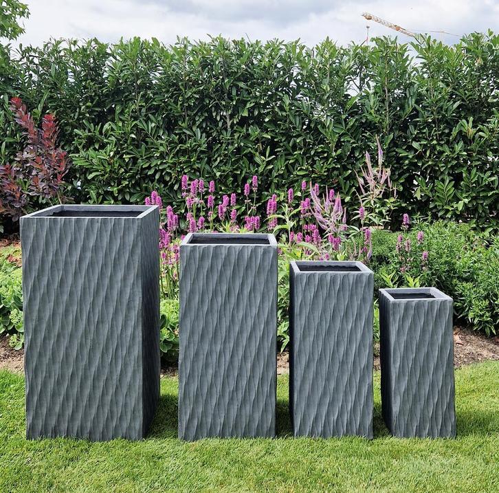 Plantenbak Fiberclay 40x40x80 cm Deluxe, Tuin en Terras, Bloembakken en Plantenbakken, Nieuw, Verzenden