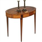 Ovale satijnhouten Louis Seize theetafel met ebben noten en, Ophalen of Verzenden