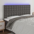 vidaXL Hoofdbord LED 160x5x118/128 cm kunstleer grijs, Verzenden, Nieuw, Grijs, Overige materialen