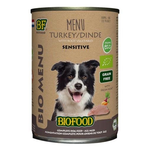 12x BF Petfood Biofood Organic Kalkoen Menu 400 gr, Dieren en Toebehoren, Dierenvoeding, Verzenden