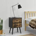 Nachtkastje met 2 lades 60x40x29,5 cm houtkleurig en zwart, Huis en Inrichting, Tafels | Bijzettafels, Verzenden, Nieuw