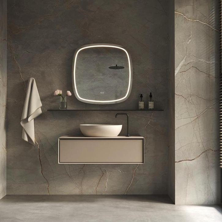 HIPP Design Phantom Deens Ovale LED spiegel 80 x 80 cm -, Huis en Inrichting, Woonaccessoires | Spiegels, Ophalen of Verzenden