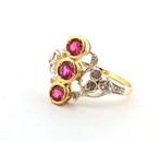 Zonder Minimumprijs - Ring - 9 kt. Geel goud, Zilver Robijn, Sieraden, Tassen en Uiterlijk, Ringen, Nieuw