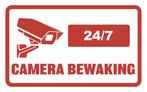 20 x 12 cm| 5x Camera Bewaking stickers rood opdruk, Verzenden, Nieuw