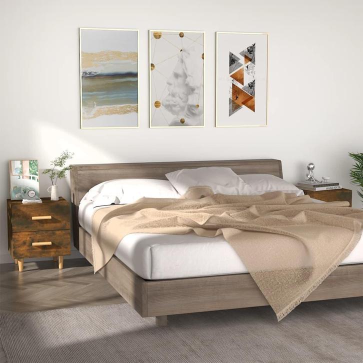 vidaXL Nachtkastjes 2 st 40x35x47,5 cm gerookt eikenkleurig, Huis en Inrichting, Slaapkamer | Nachtkastjes, Nieuw, Minder dan 45 cm
