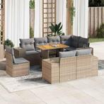 vidaXL 9-delige Loungeset met kussens poly rattan beige, Tuin en Terras, Tuinsets en Loungesets, Verzenden, Nieuw, Rotan, Loungeset