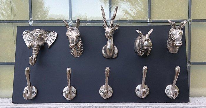 Kapstok - wandhaken big five beelden met 5 haken 51 cm breed, Antiek en Kunst, Kunst | Designobjecten
