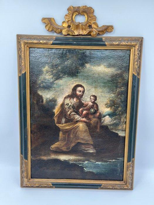 Spaanse school (XVIII) - San Jose con Niño, Antiek en Kunst, Kunst | Schilderijen | Klassiek