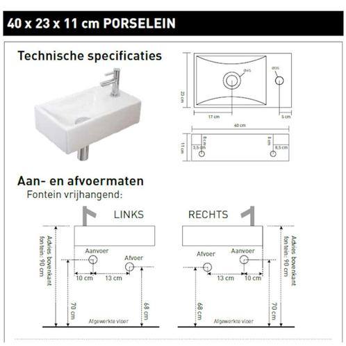 Fonteinpack Hit Basic-Line Porselein Glans Wit (kraangat, Doe-het-zelf en Verbouw, Sanitair, Ophalen of Verzenden