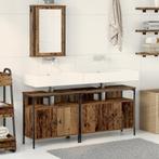 vidaXL Badkamer Wastafel Kast met Ingebouwde Wasbak Oud Hout, Verzenden, Nieuw