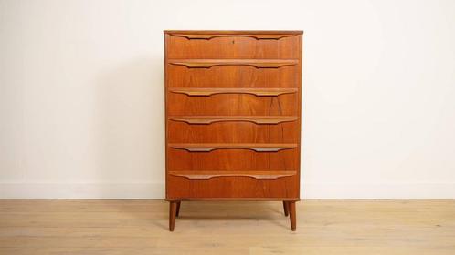 Vintage Deense ladekast | Teak | 6 lades | 122 cm, Huis en Inrichting, Kasten | Ladekasten, Ophalen of Verzenden