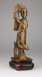 Statue Pierre Dure Tiger Eye Oeil de Tigre Kwanyin Lady