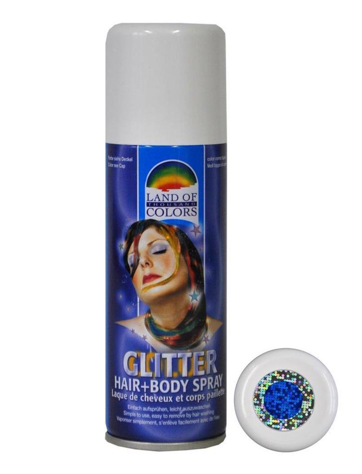 Glitterspray Blauw voor lichaam & haar (125ml), Hobby en Vrije tijd, Feestartikelen, Nieuw, Ophalen of Verzenden