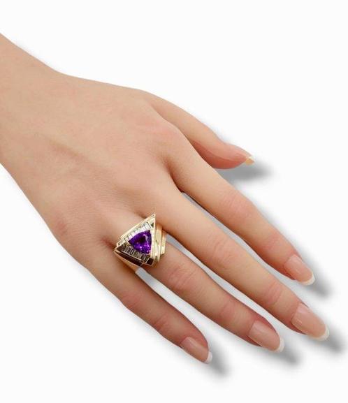 Ring - 14 karaat Geel goud, Prachtige 14K gouden damesring, Sieraden, Tassen en Uiterlijk, Ringen