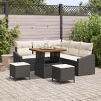 vidaXL 8-delige tuinset met kussens in zwart van poly rattan, Verzenden, Nieuw, Rotan, Tuinset