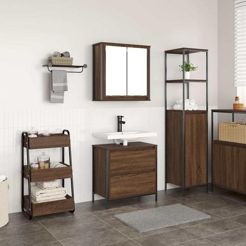 vidaXL 2-delige Badkamermeubelset bewerkt hout bruin, Huis en Inrichting, Badkamer | Badkamermeubels, Nieuw, Verzenden