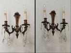 Wandkandelaar (2) - Messing, Kristal, Antiek en Kunst