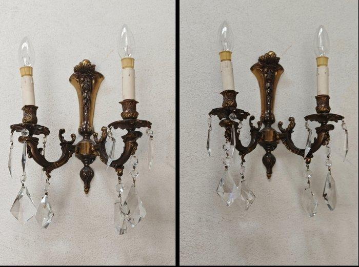 Wandkandelaar (2) - Messing, Kristal, Antiek en Kunst, Curiosa en Brocante