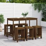 vidaXL 7-delige Tuinbarset massief grenenhout honingbruin, Tuin en Terras, Tuinsets en Loungesets, Verzenden, Nieuw, 7 zitplaatsen