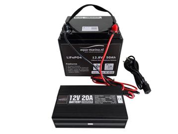 Accuset 12V 50Ah LiFePO4 Accu + 20A Lader Bluetooth beschikbaar voor biedingen
