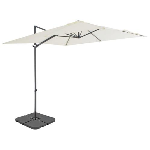 vidaXL Parasol met draagbare voet zandkleurig, Tuin en Terras, Parasols, Nieuw, Minder dan 1 meter, Verzenden