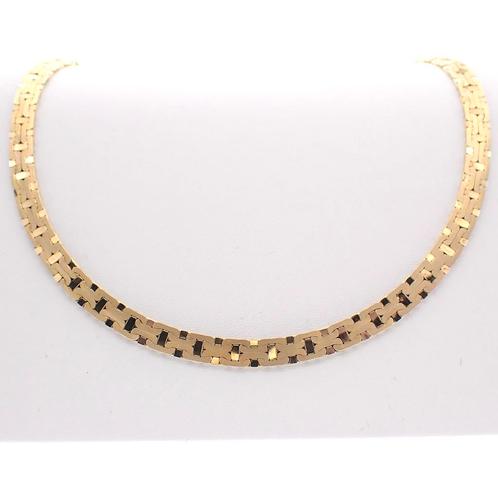 Gouden zware fantasie schakel collier; Exclusief | 43 cm, Sieraden, Tassen en Uiterlijk, Kettingen, Overige kleuren, Gebruikt
