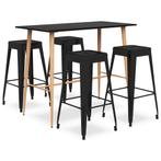 vidaXL 5-delige Barset zwart, Verzenden, Nieuw
