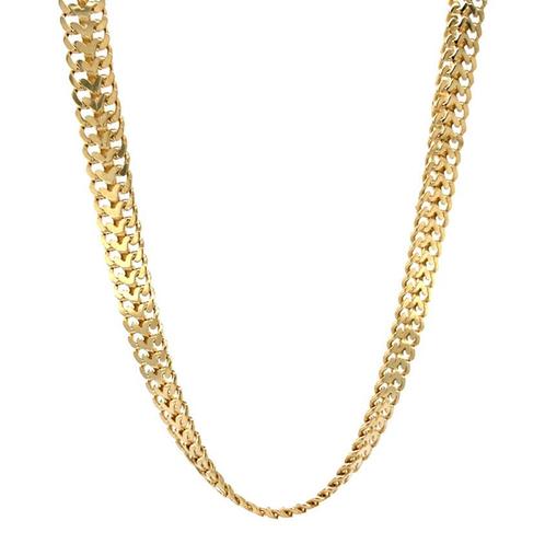 Gouden choker dubbele gourmet 45.5 cm 14 karaat, Sieraden, Tassen en Uiterlijk, Kettingen, Goud, Zo goed als nieuw, Goud, Verzenden