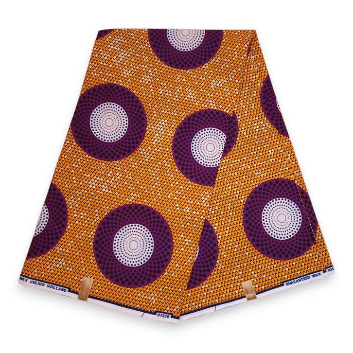 Afrikaanse stof - Oranje Paars Circles - 100% katoen - 1 yar, Hobby en Vrije tijd, Stoffen en Lappen, Nieuw, Ophalen of Verzenden