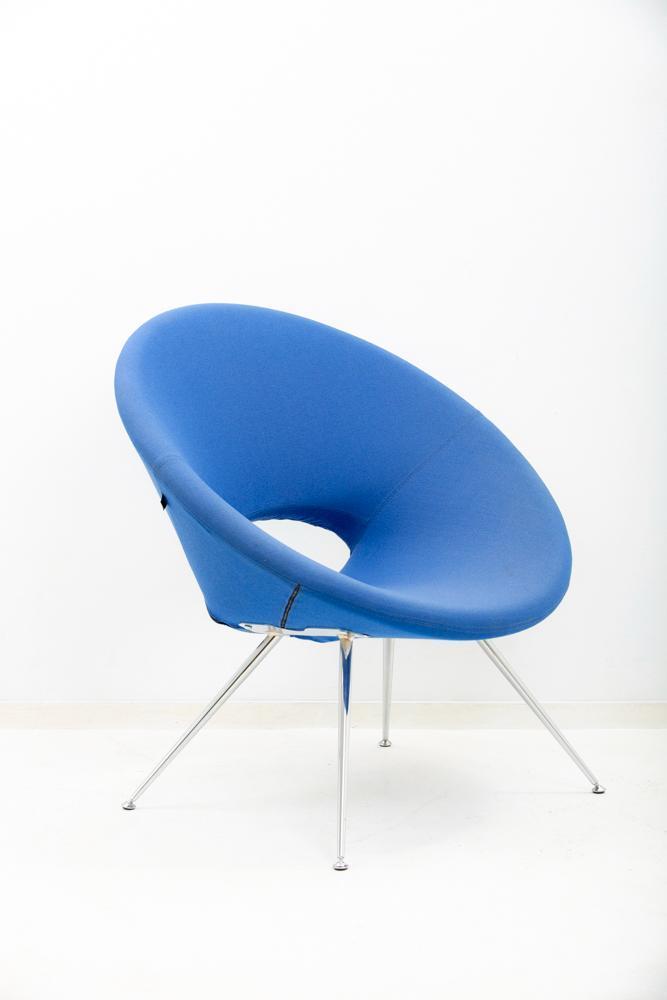Vepa Sedia Design Blauwe Fauteuil, Huis en Inrichting, Stoelen, Drie, Blauw, Gebruikt, Kunststof, Metaal, Stof, Overige materialen