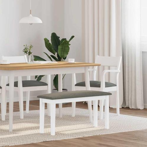 vidaXL Bank 90 cm massief hout rubber wit, Huis en Inrichting, Tafels | Eettafels, Nieuw, Verzenden