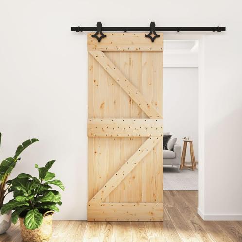 vidaXL Schuifdeur met beslag 85x210 cm massief grenenhout, Doe-het-zelf en Verbouw, Deuren en Horren, Nieuw, Verzenden