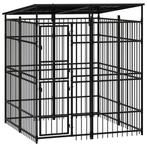 vidaXL Hondenkennel met dak 3,69 m² staal, Dieren en Toebehoren, Verzenden, Nieuw