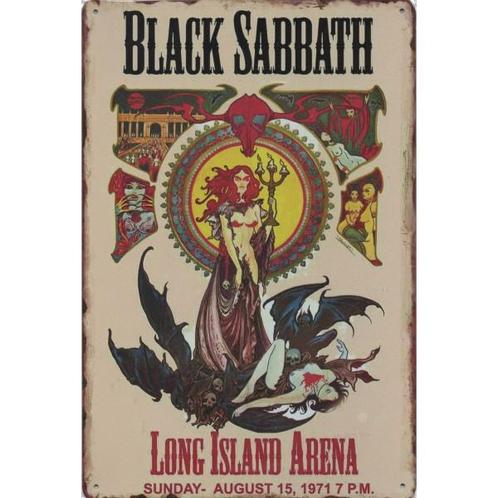 Wandbord Concert Bord - Black Sabbath Long Island Arena 1971, Verzamelen, Muziek, Artiesten en Beroemdheden, Poster, Artwork of Schilderij