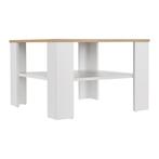 Houten Salontafel - 60 x 60 cm - Wit / Houtkleur - 2 Niveaus, Verzenden, Nieuw