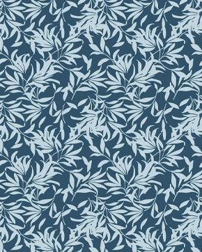 Viscose Poplin Bladeren Marine Blauw, Hobby en Vrije tijd, Stoffen en Lappen, Blauw, Nieuw