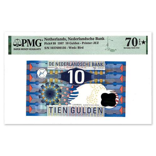 10 Gulden IJsvogel 1997 PMG 70, Postzegels en Munten, Bankbiljetten | Nederland, Verzenden