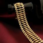 Gouden fantasie schakel armband | 17,5 cm (luxe armband), Ophalen of Verzenden, Gebruikt, Overige kleuren, Goud