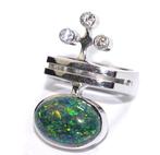 Ring - 18 karaat Witgoud - 4.10ct. tw. Opaal - Diamant, Sieraden, Tassen en Uiterlijk, Nieuw